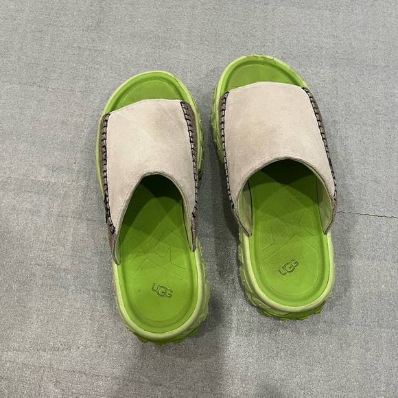 [USW10/USM9]UGG Unisex’s Venture Daze Slide Sandal Lime Green and Beige - Picture 2 of 7